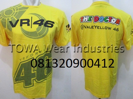 towa kaos oblong cotton combed 24s sablon superwhite rubber valentino rossi