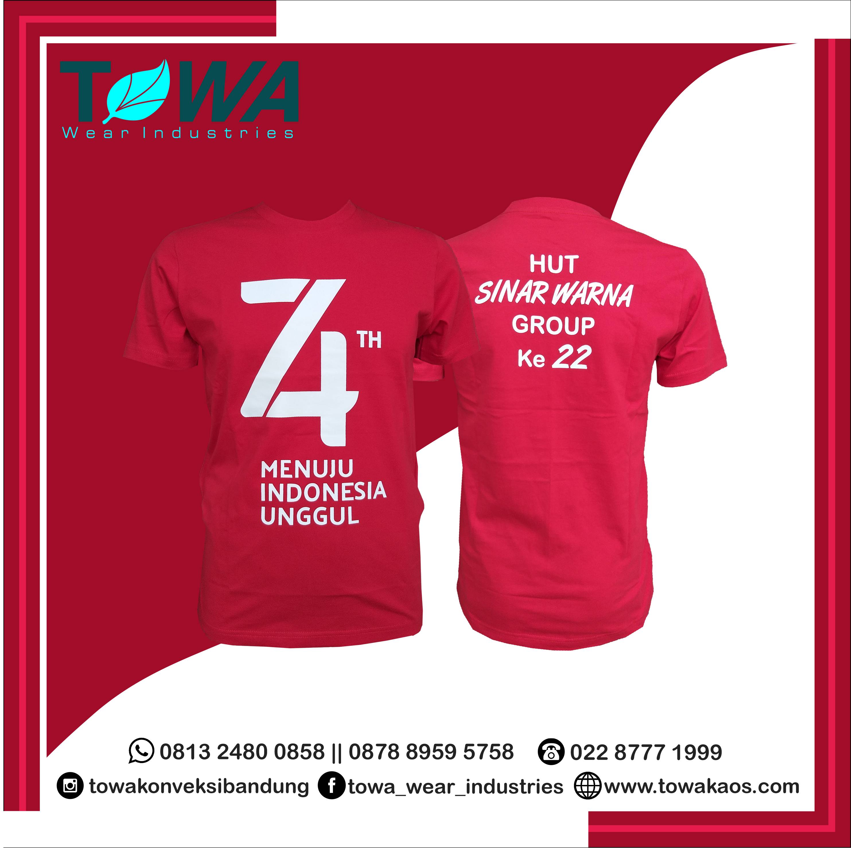 baju kaos oblong tshirt merah hut ri ke 74