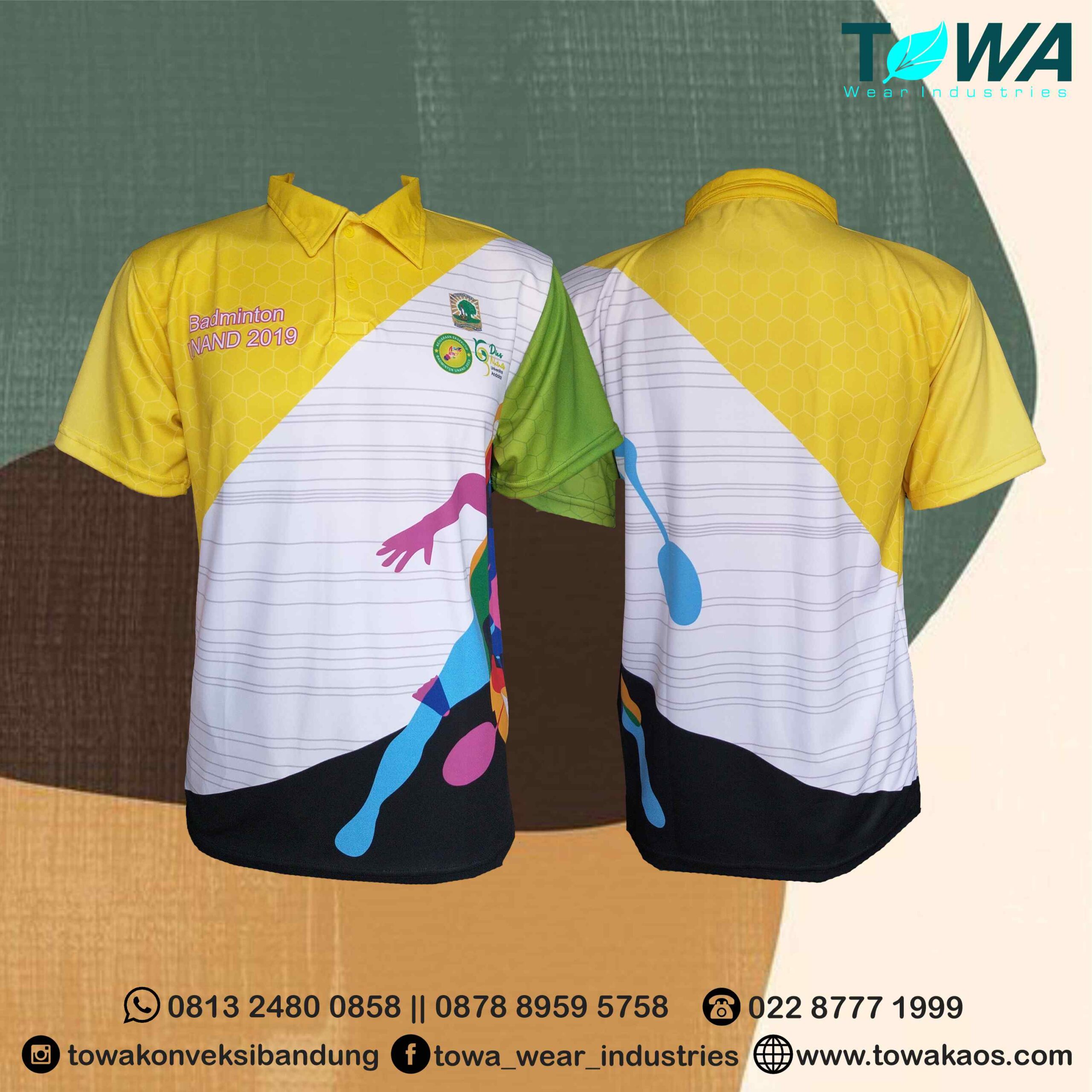 baju jersey baju event badminton unand 2019 bahan dryfit kuning