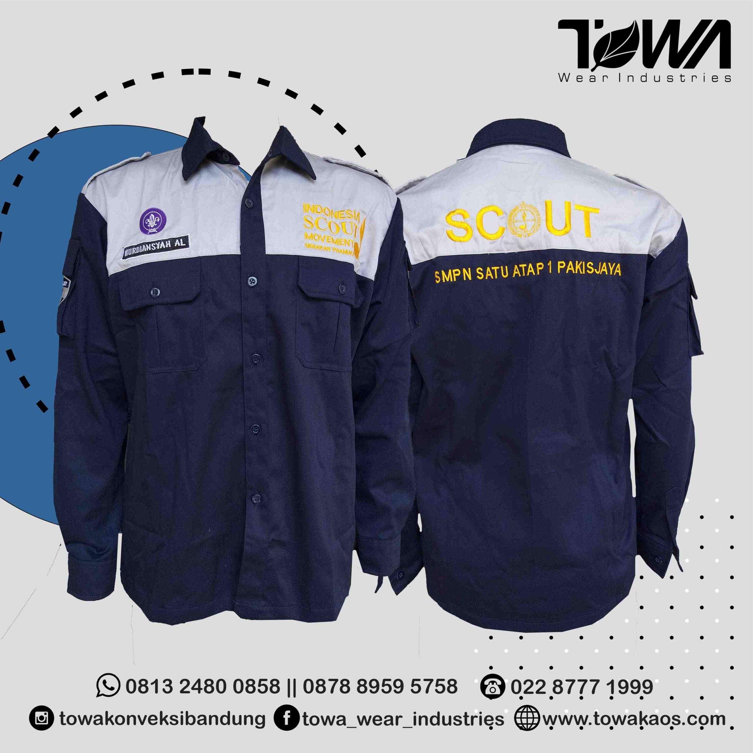 baju kemeja pramuka guru karawang bahan japan drill