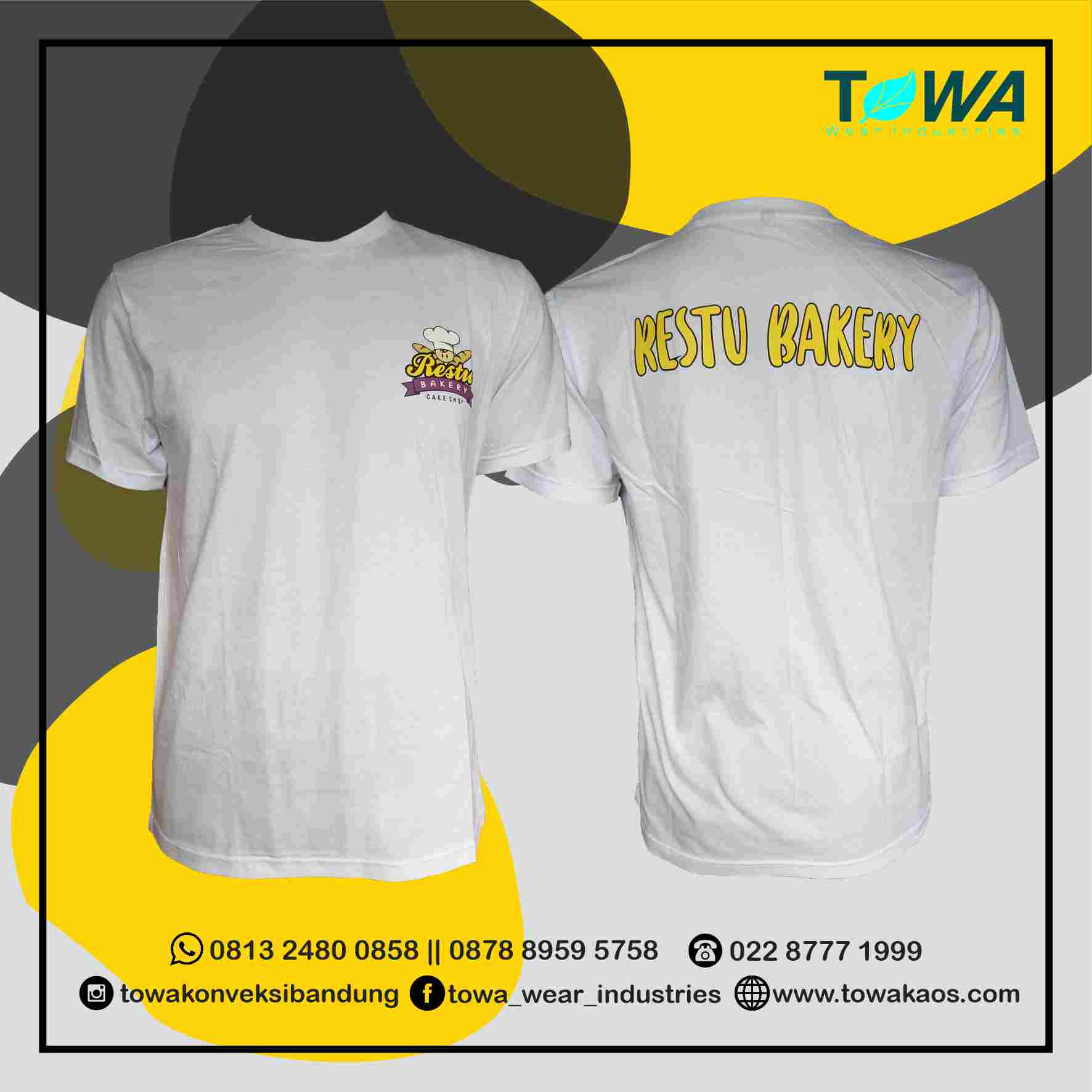 baju kaos oblong baju seragam restoran restu bakery bahan cotton combed lengan pendek