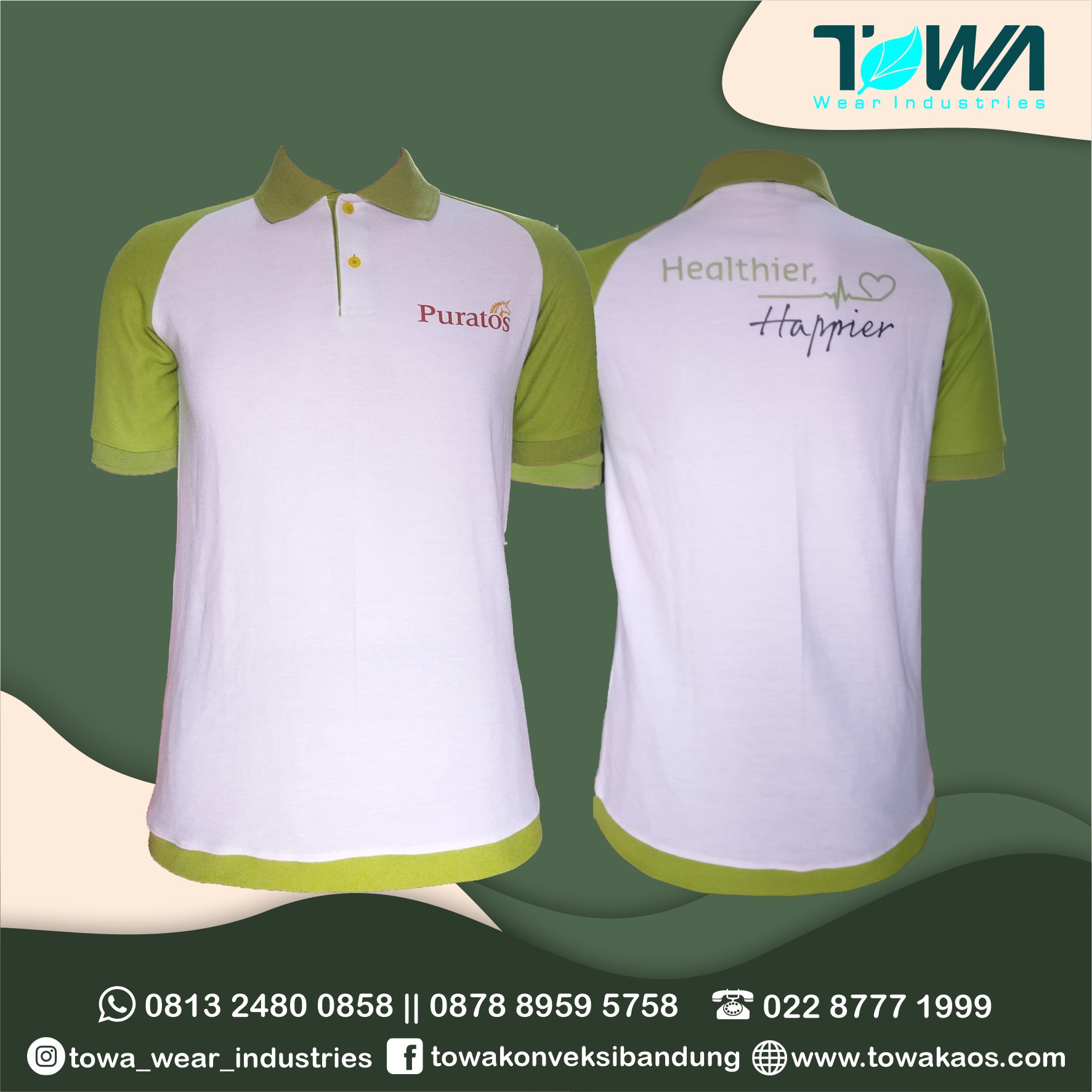 baju poloshirt raglan puratos