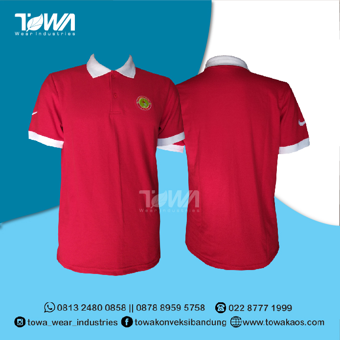 baju seragam olahraga tennis poloshirt merah cabai bahan lacoste