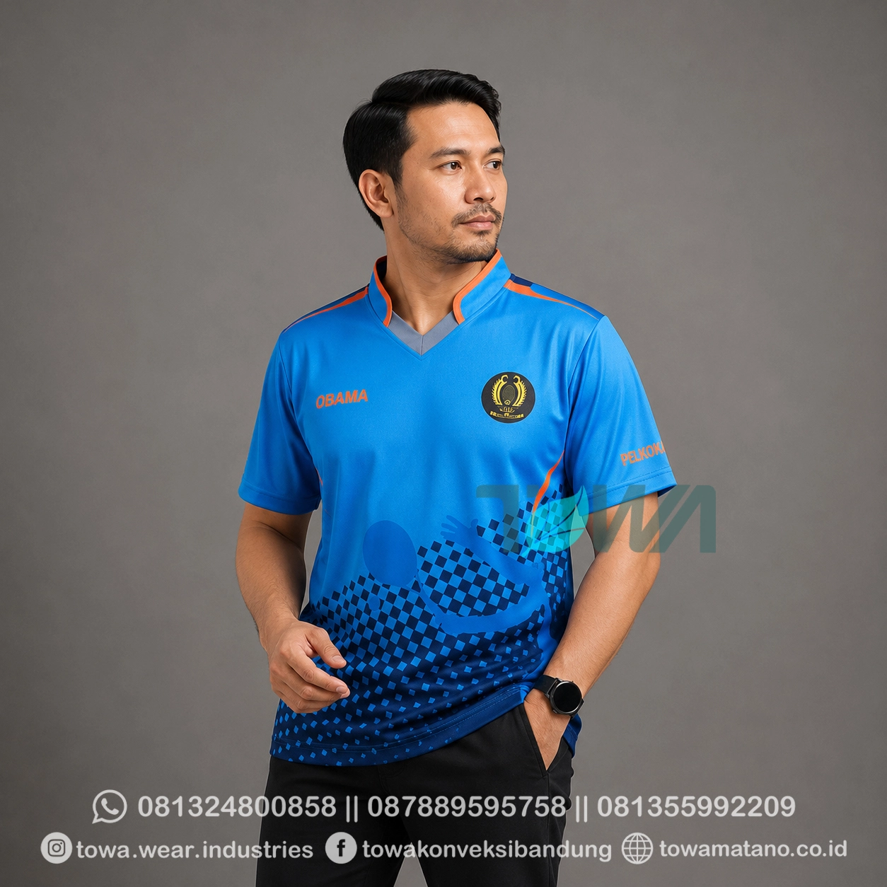 Jersey Full Printing Kerah V-neck Lengan Pendek Bahan Drifit Pelti
