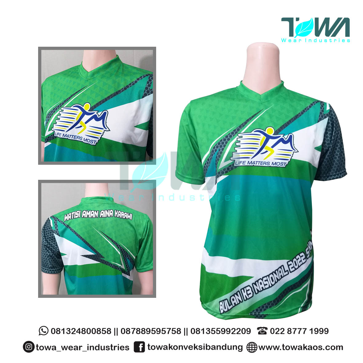 Konveksi Jersey Bola - Baju Jersey Baju Event Bulan K3 Nasional Bahan Serena Fullprint