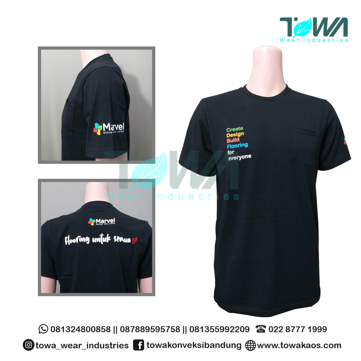 Baju Kaos Oblong Marvel Hitam 24s Sablon