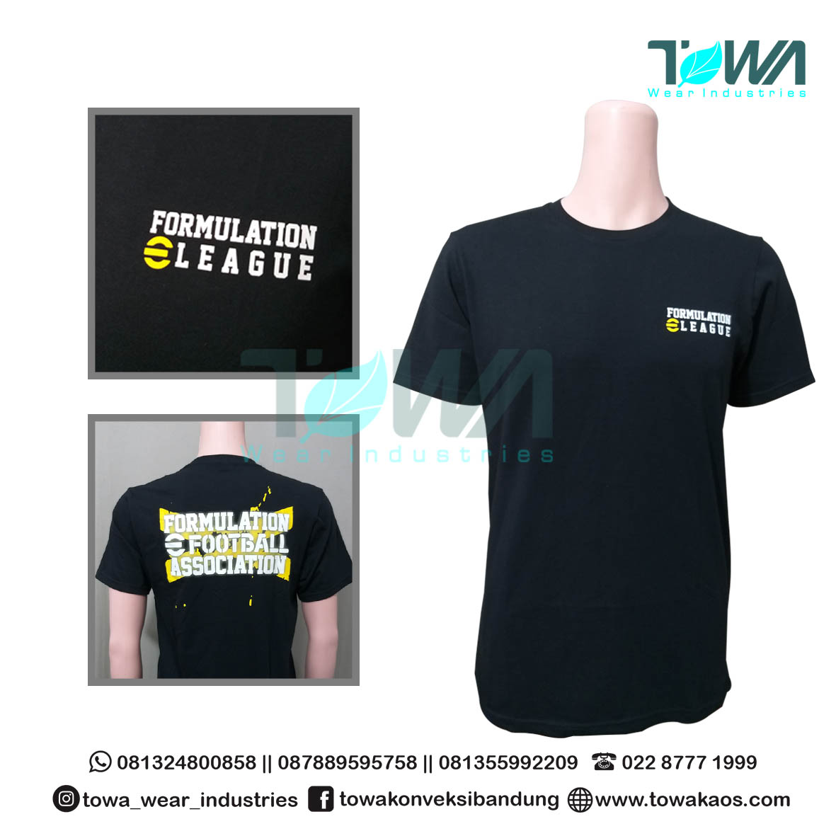 Baju Kaos Baju Komunitas Bahan Cotton Combed Hitam
