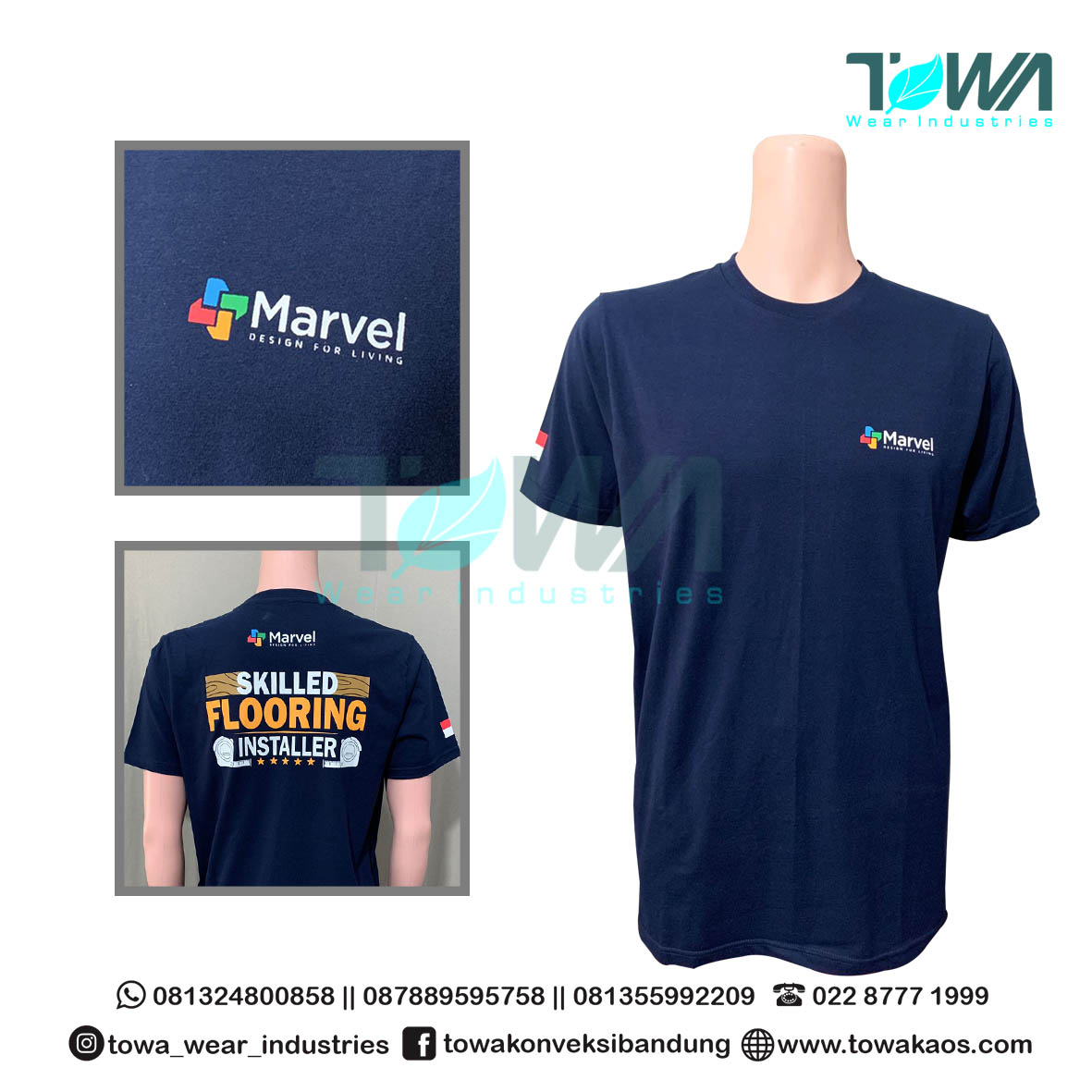 Baju Kaos Oblong Baju Seragam Marvel Combed Navy Sablon