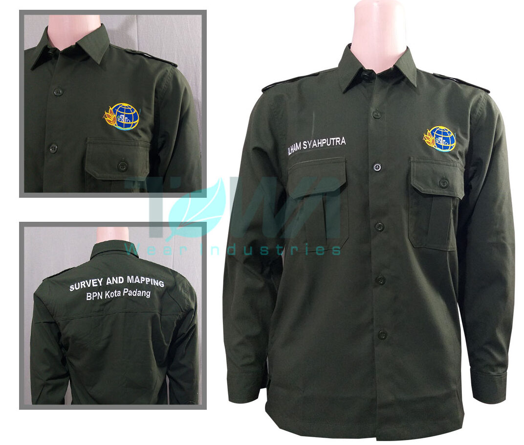 Harga Bikin Baju Seragam - Baju Kemeja Baju Seragam Kerja BPN Kota Padang Warna Hijau Bordir
