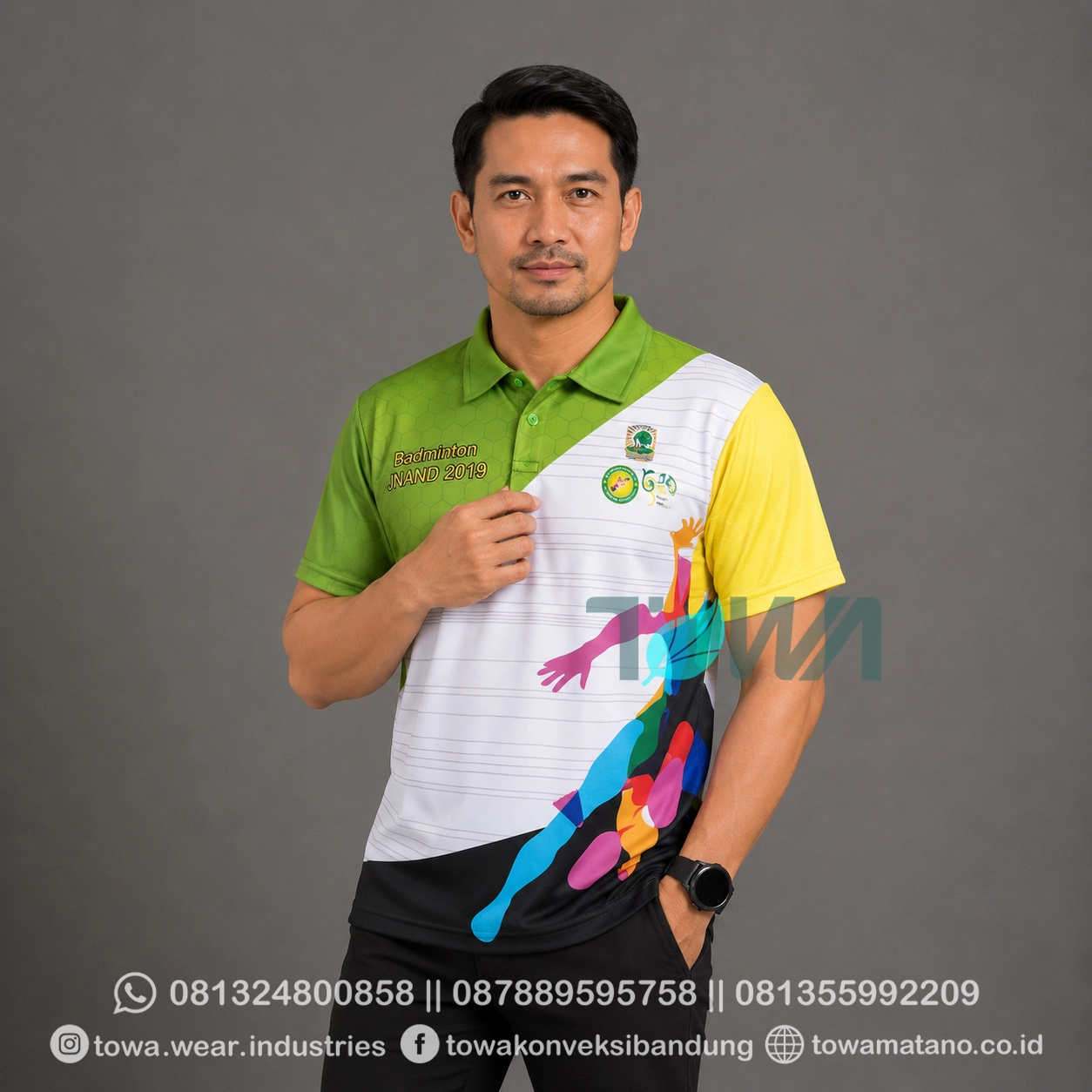 Jersey Full Printing Kerah Lengan Pendek Bahan Drifit Baju Olahraga Badminton UNAND 2019