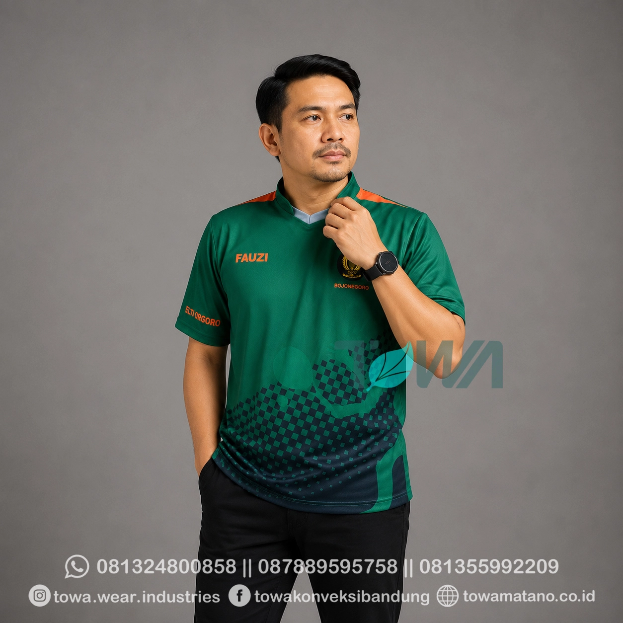 Jersey Full Printing Kerah Lengan Pendek Bahan Drifit Baju Olahraga Badminton