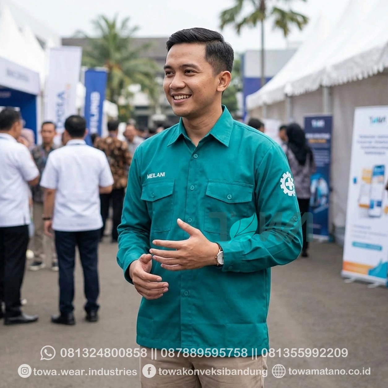 Kemeja Lengan Panjang Bahan Tropical Kemeja Lapangan Event Bordir K3
