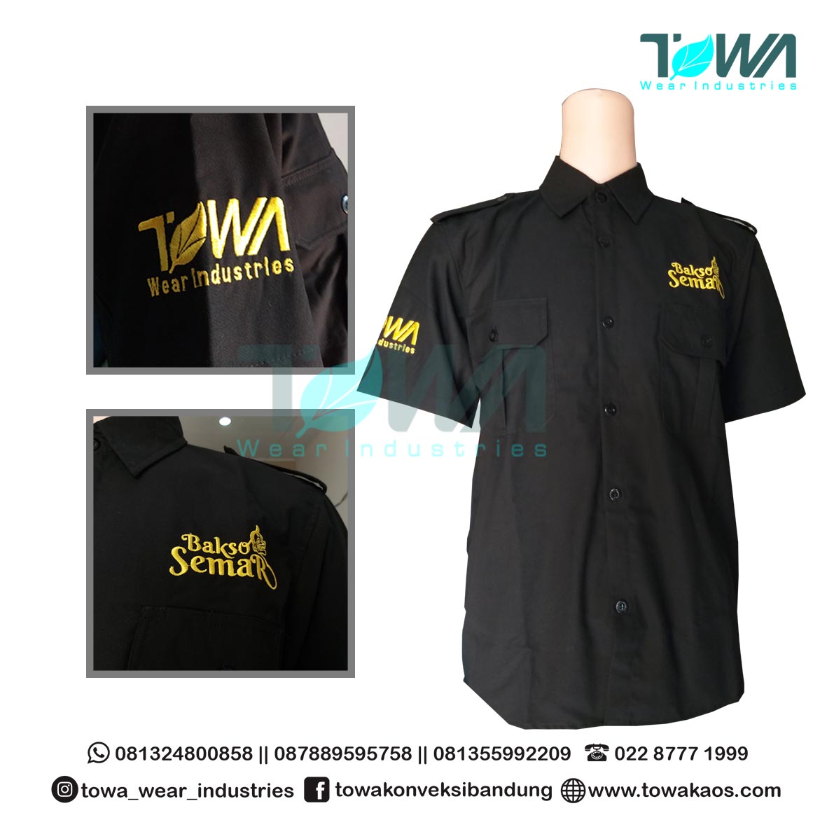 Baju Kemeja Baju Seragam Bakso Semar Warna Hitam