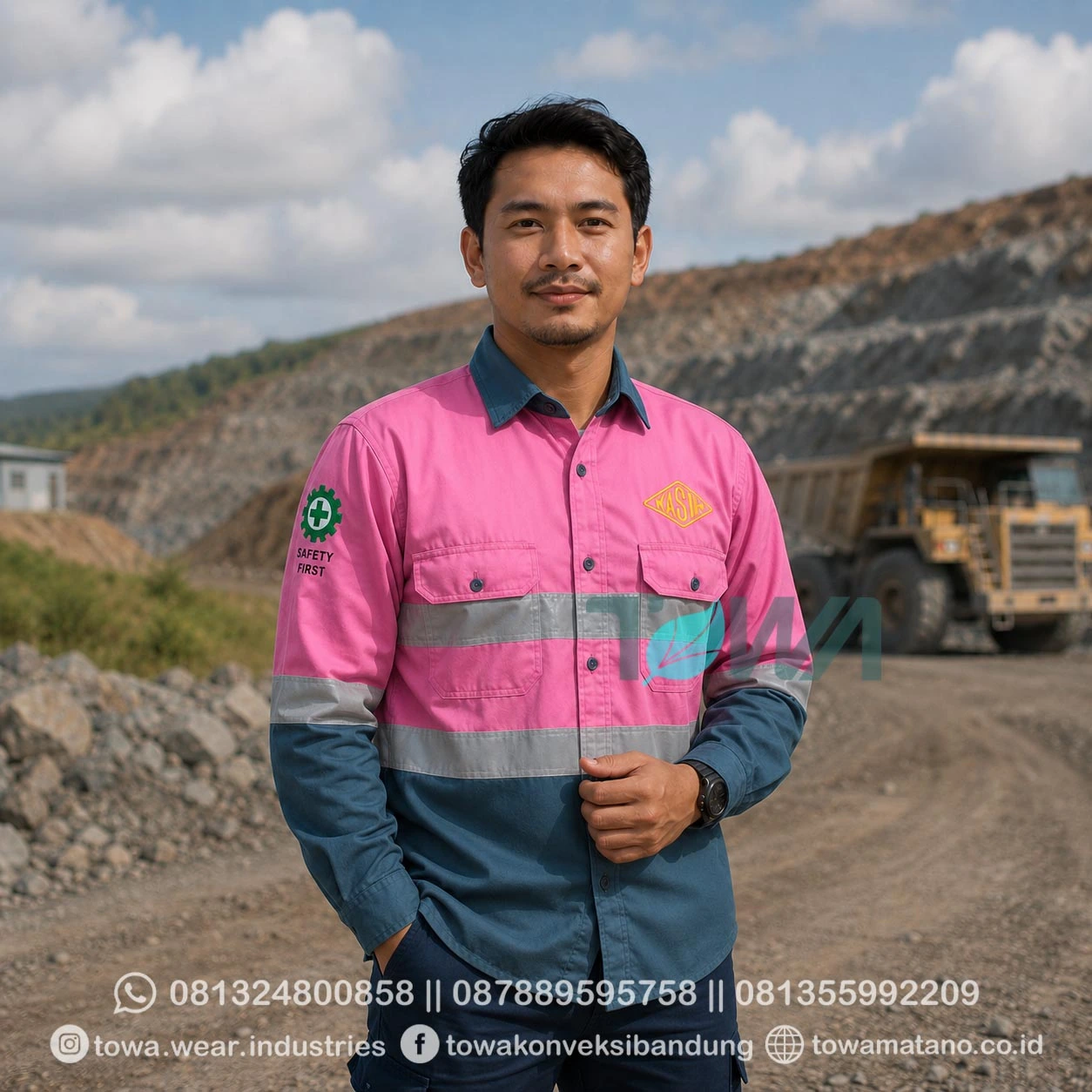 Kemeja Lengan Panjang Bahan Drill Kemeja Proyek Tambang Lapangan Seragam Safety Scotlight PT Daya Bambu Sejahtera
