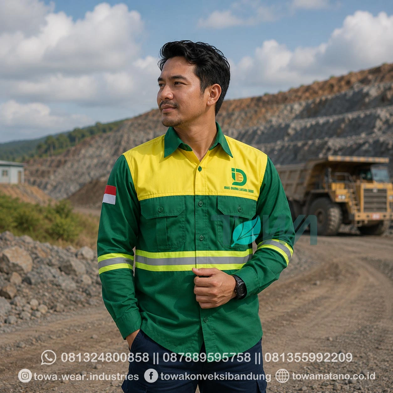 Kemeja Lengan Panjang Bahan Drill Kemeja Proyek Tambang Lapangan Seragam Safety Scotlight Irhas Dharmalaksana Energi