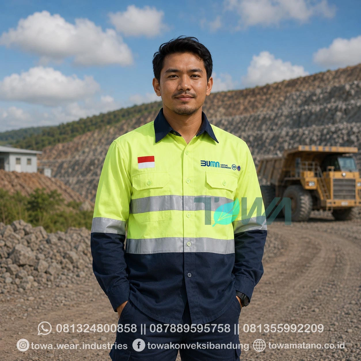 Kemeja Lengan Panjang Bahan Drill Kemeja Proyek Tambang Lapangan Seragam Safety Scotlight BUMN