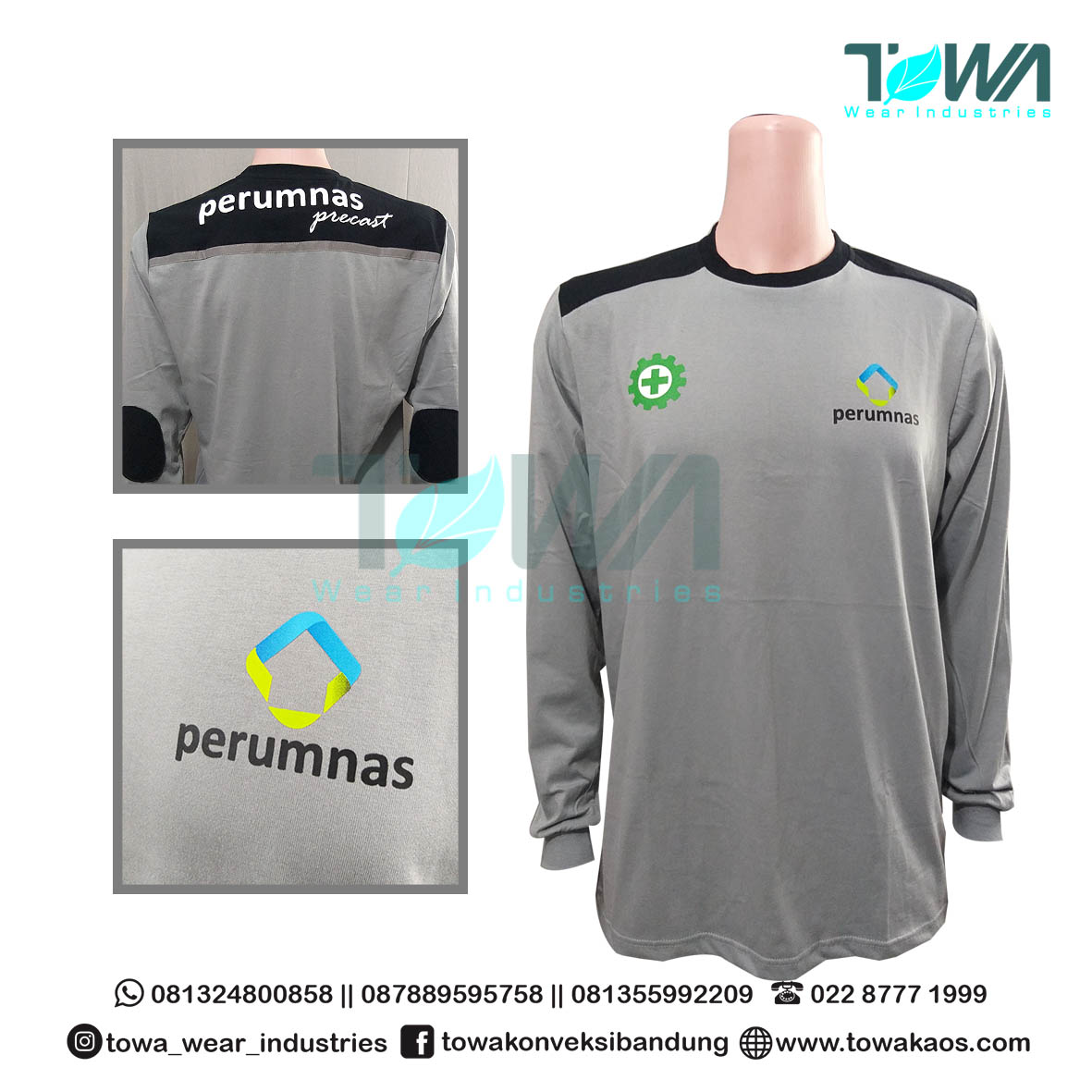 Baju Kaos Baju Safety Perumnas Bahan Cotton Combed Abu