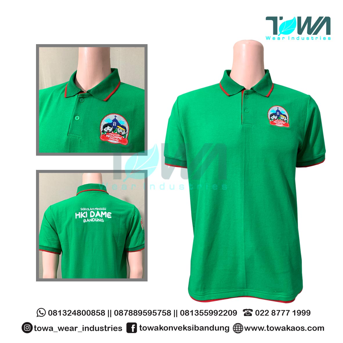 Konveksi Kaos Terdekat - Baju Kaos Kerah Baju Poloshirt Baju Seragam HKI Dame Bandung Hijau Fuji