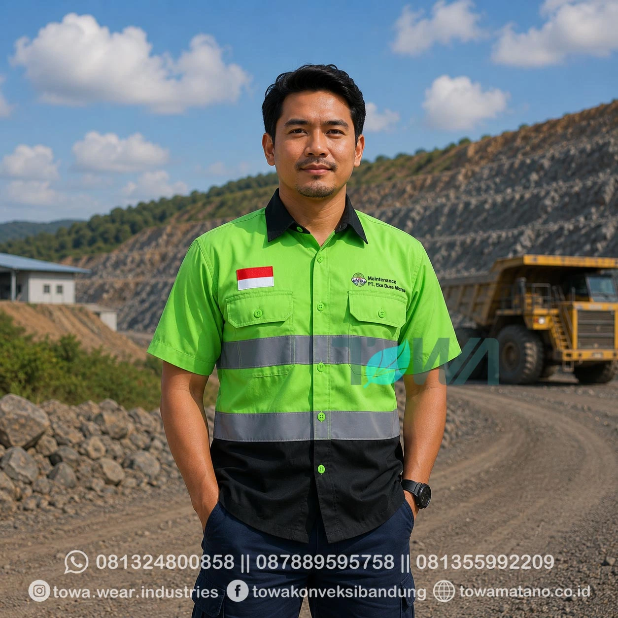 Kemeja Lengan Panjang Bahan Drill Kemeja Proyek Tambang Lapangan Seragam Safety Scotlight PT EDI