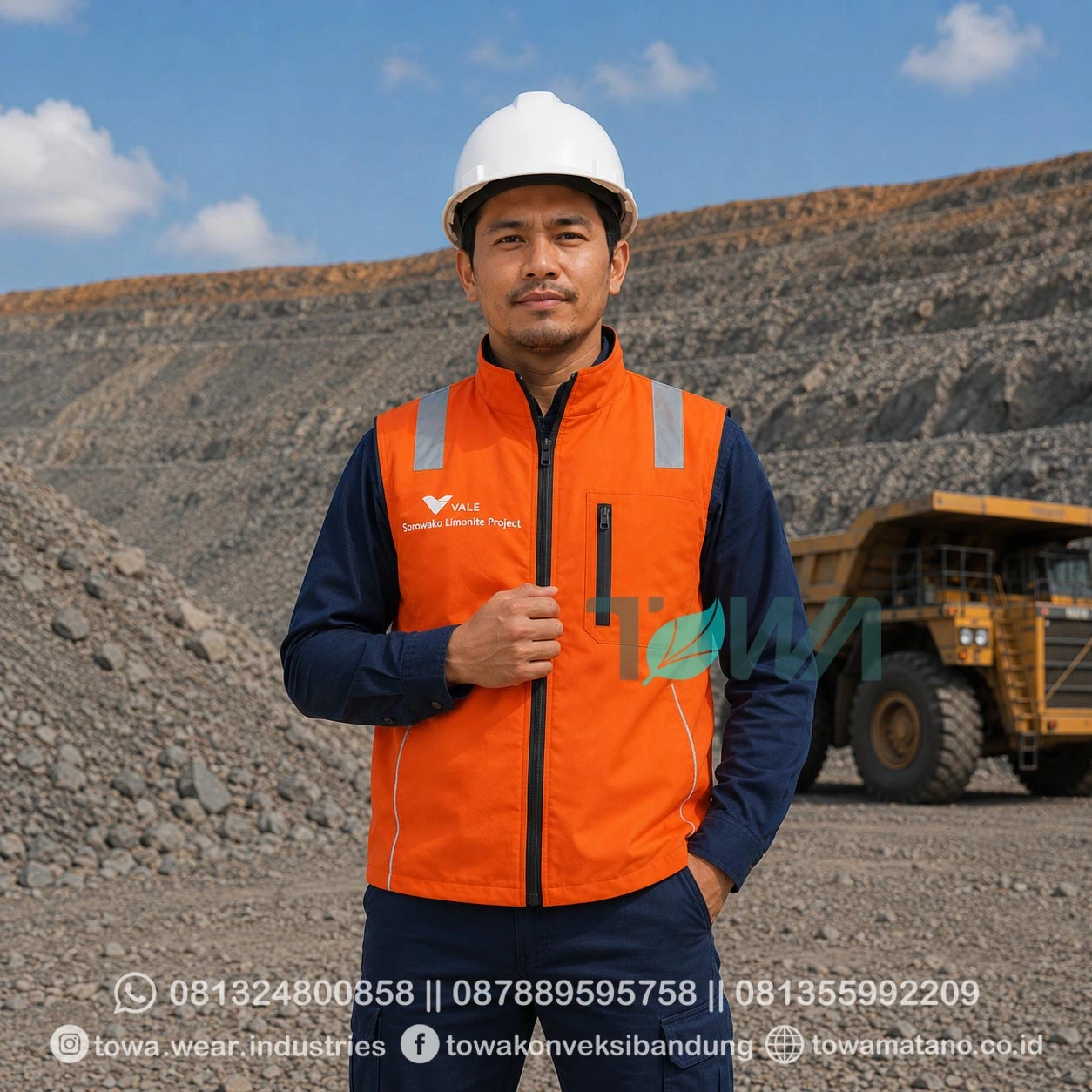 Rompi Bahan Taslan Orange Rompi Safety PT VALE