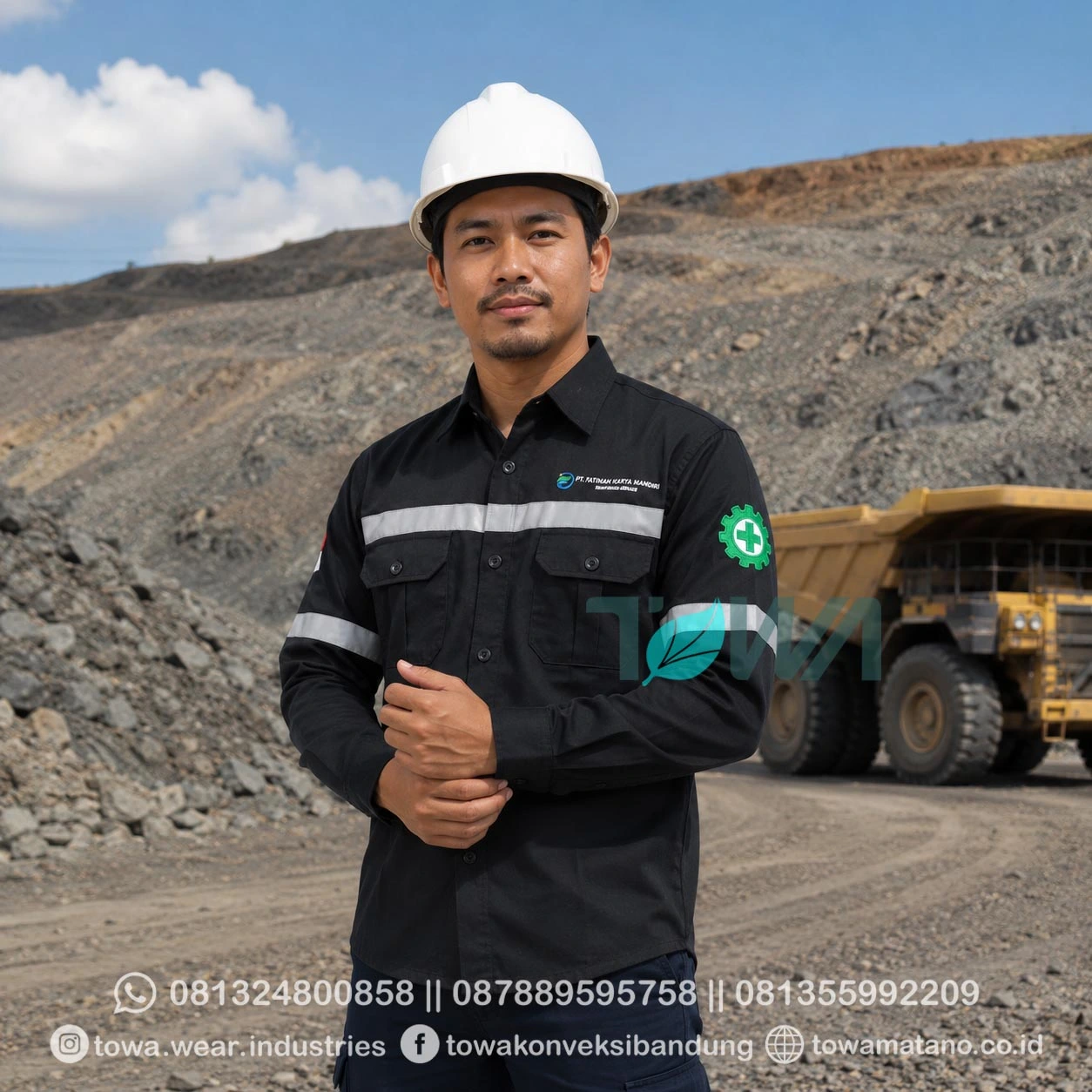 Kemeja Lengan Panjang Bahan Drill Kemeja Proyek Tambang Lapangan Seragam Safety Scotlight PT Fathan Karya Mandiri