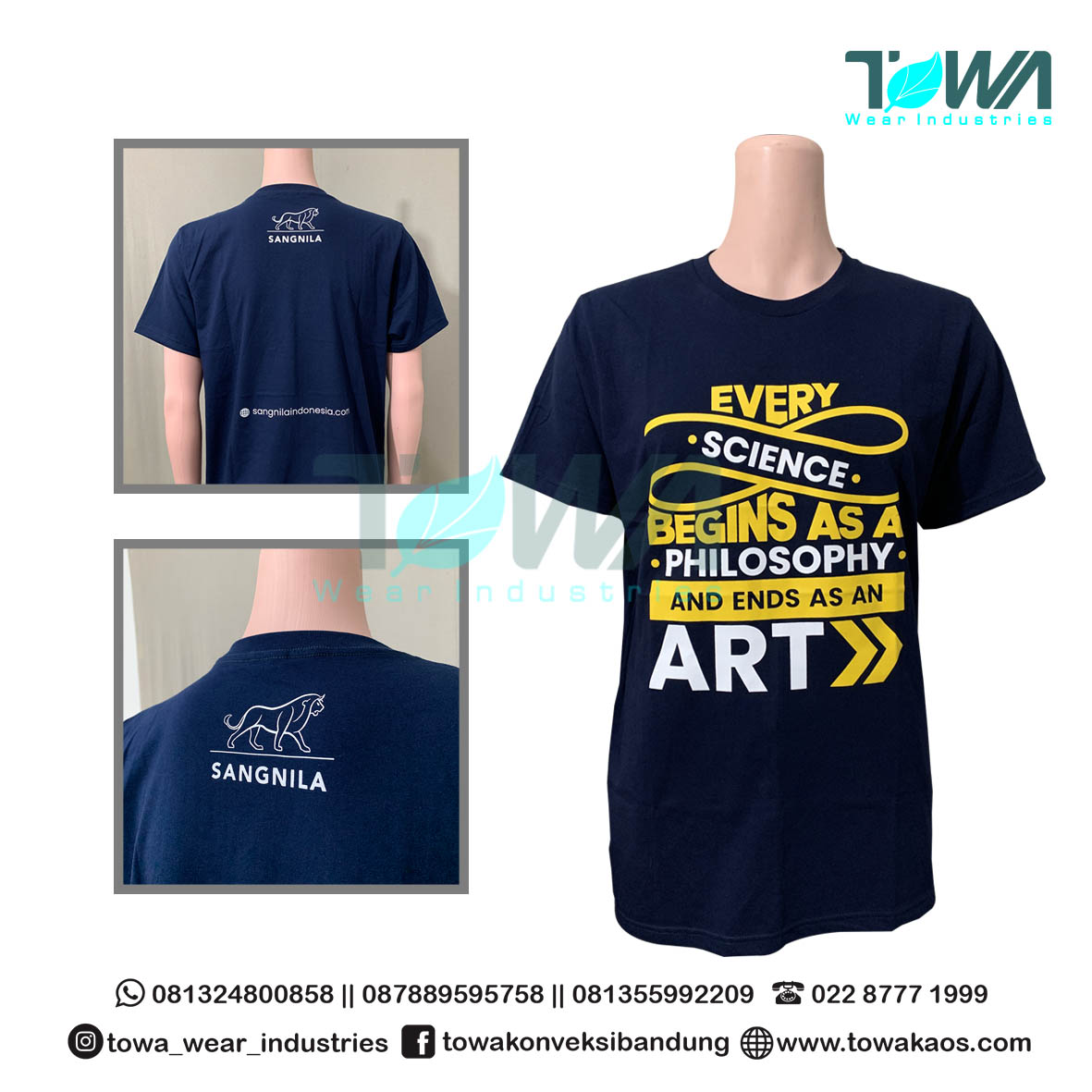 Baju Kaos Baju Event Baju Perusahaan Sangnila Cotton Combed 24s Navy