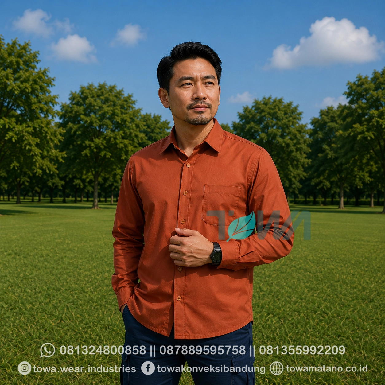Kemeja Seragam Kantor Baju Perusahaan Bahan Toyobo Polos Custom Bordir Logo