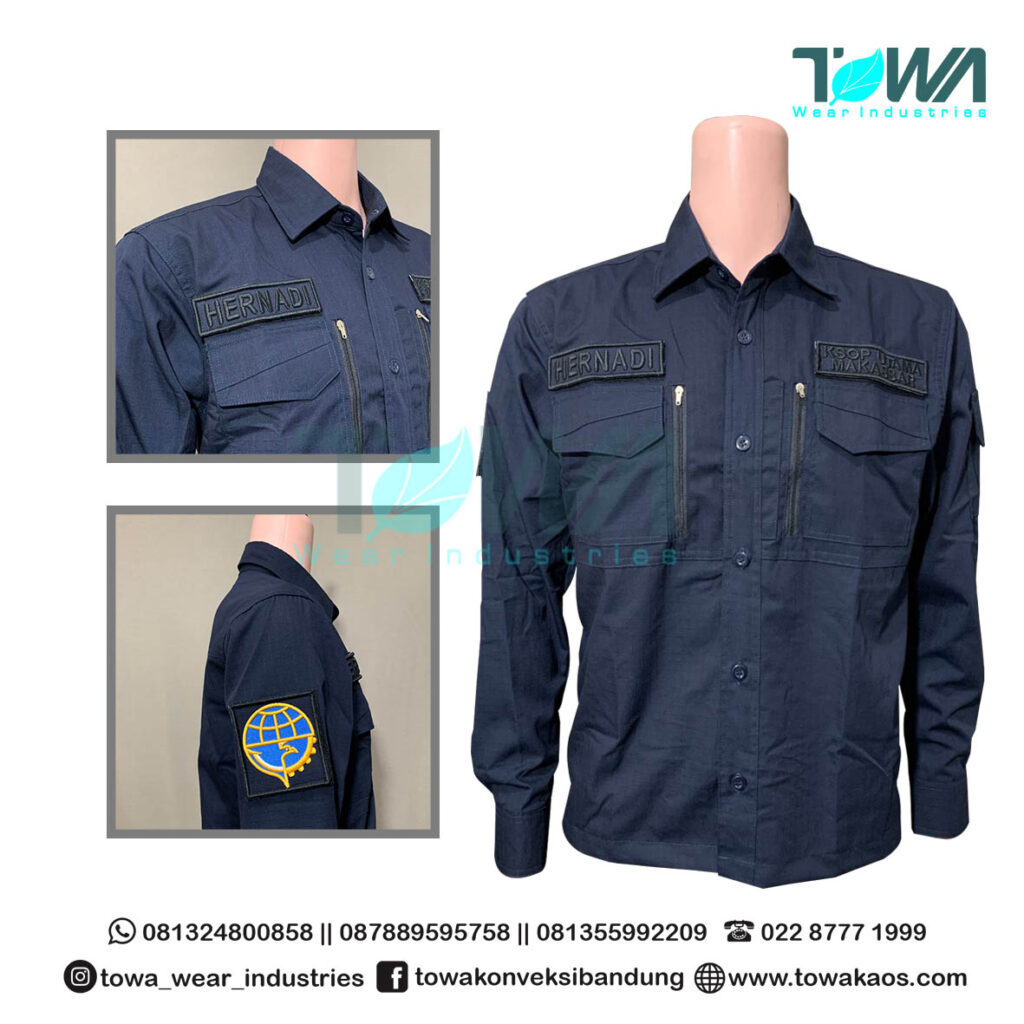 Kemeja Tactical Kementrian Perhubungan Bahan Ripstop Navy