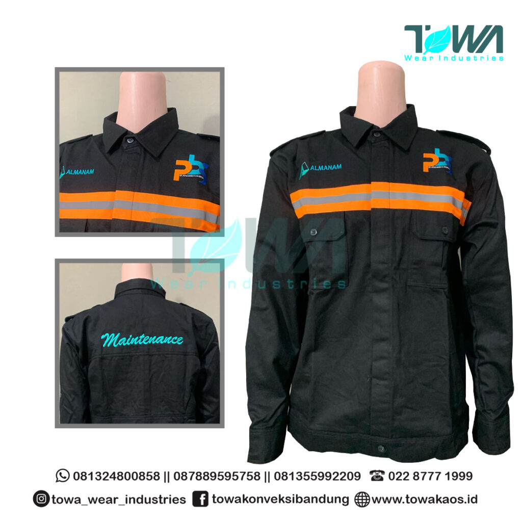 Kemeja Lapangan Wearpack Seragam Safety Japan Drill Hitam Almanam