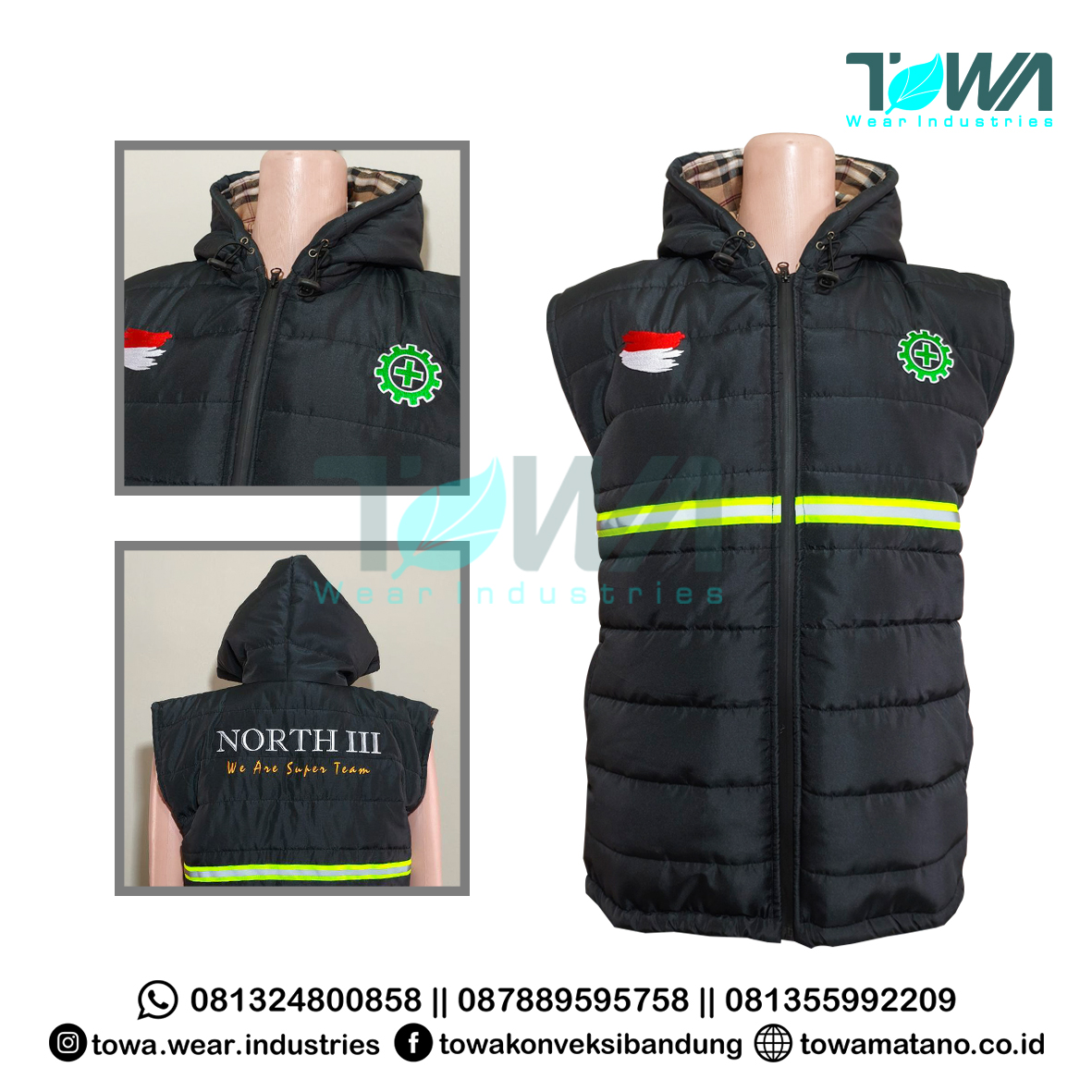 Rompi Puffer Bahan Parasut Meyer North III Bordir Scotlight Reflektor
