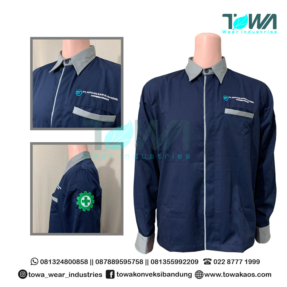 Baju Kemeja Baju Seragam Kerja PT. Fathan Karya Mandiri American Drill Navy
