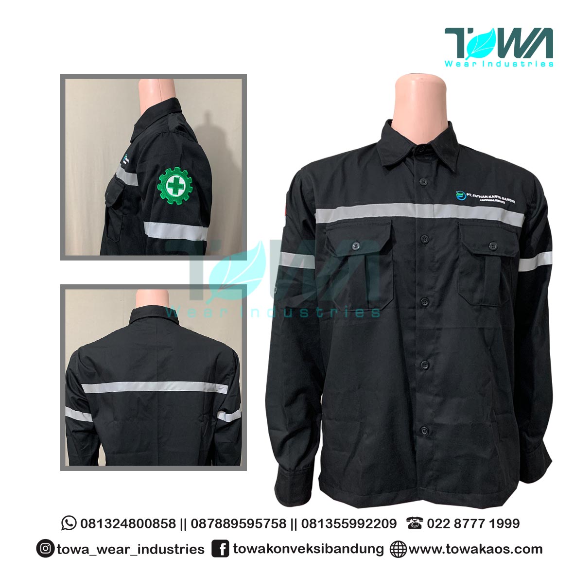 Jasa Produksi Baju Seragam - Baju Kemeja Baju Seragam Kerja PT. Fathan Karya Mandiri American Drill Hitam