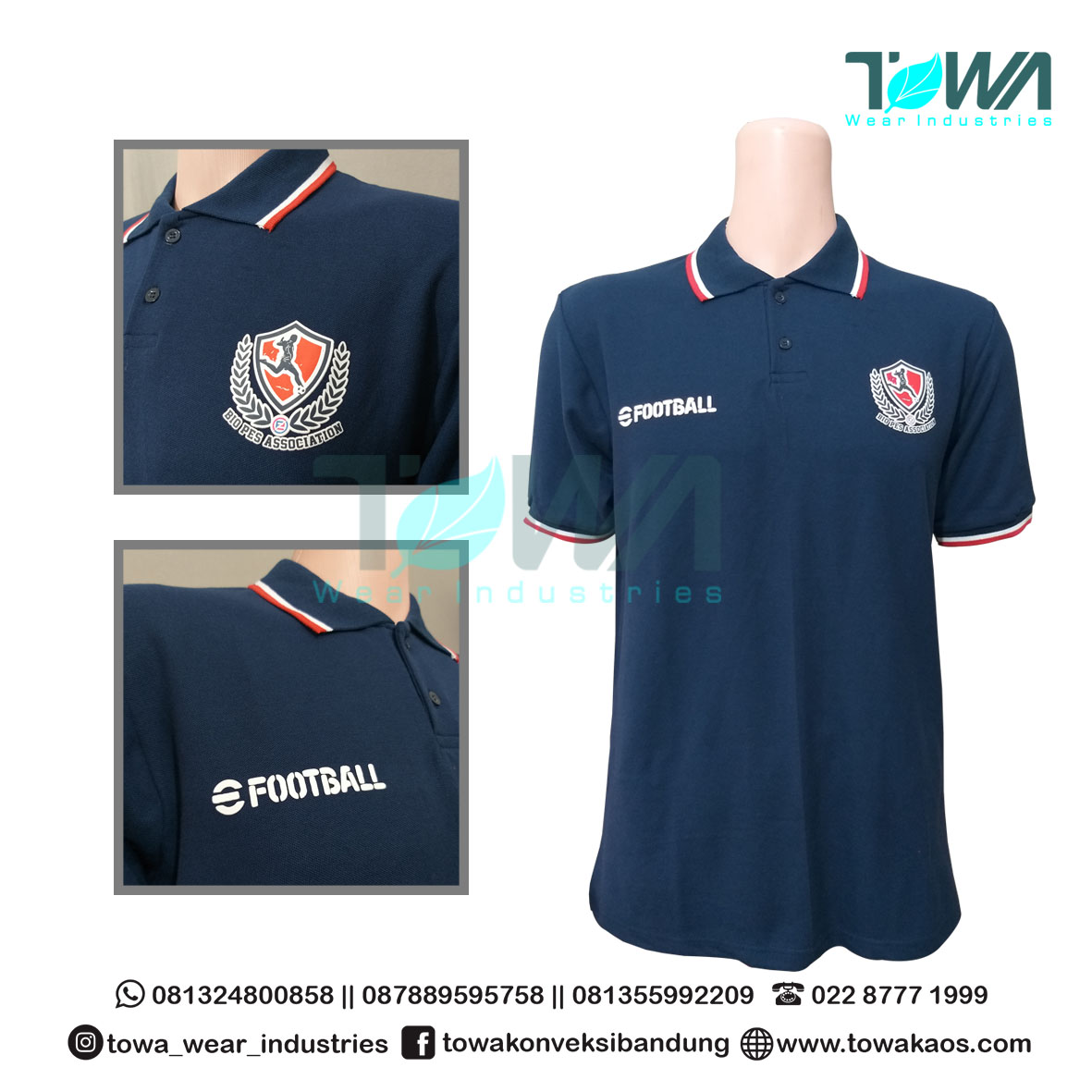Baju Poloshirt Baju Kaos Kerah BIO PES Navy Sablon HDC