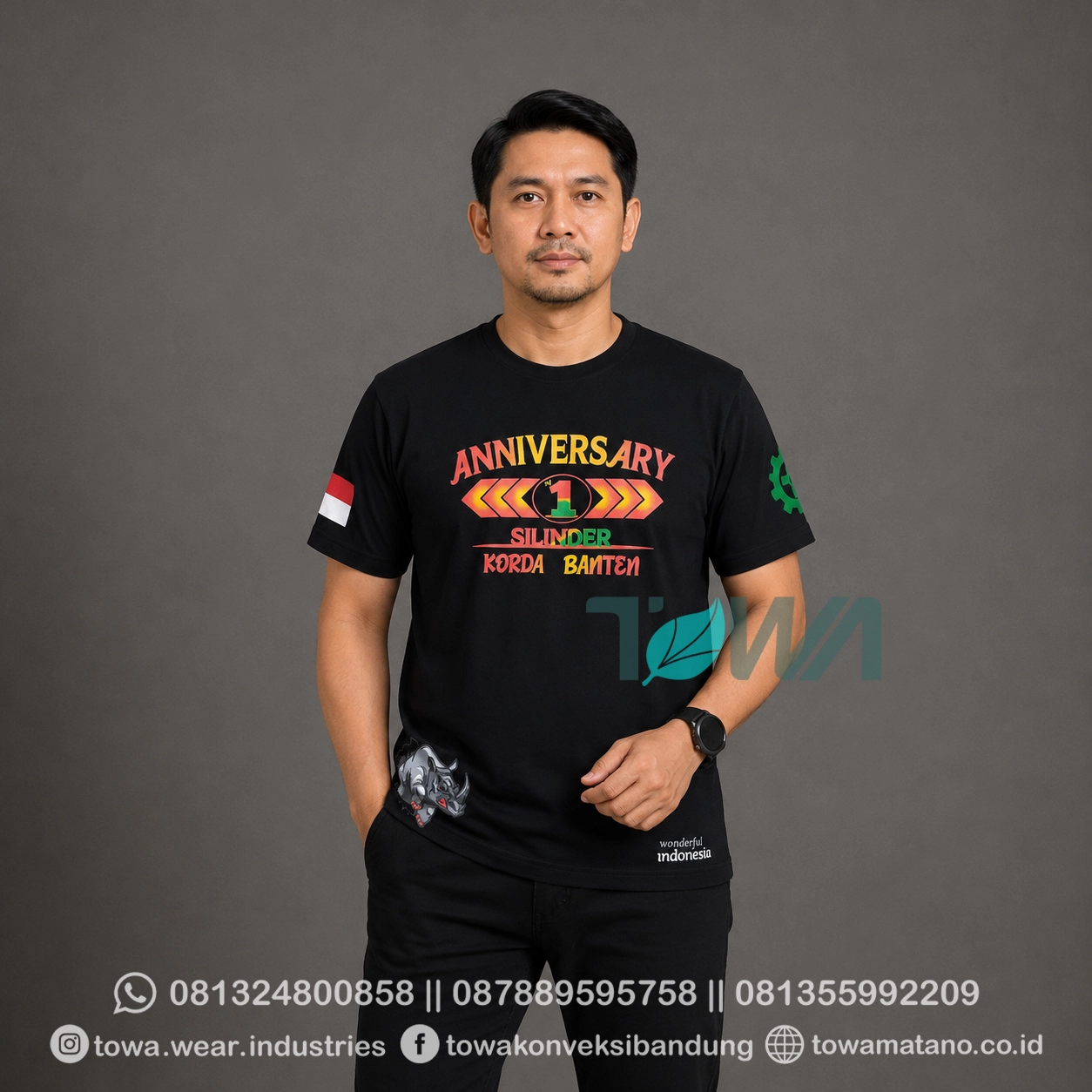 T-shirt Kaos Oblong Lengan Pendek Baju Event Bahan Cotton Combed 24s Warna Hitam Sablon Plastisol