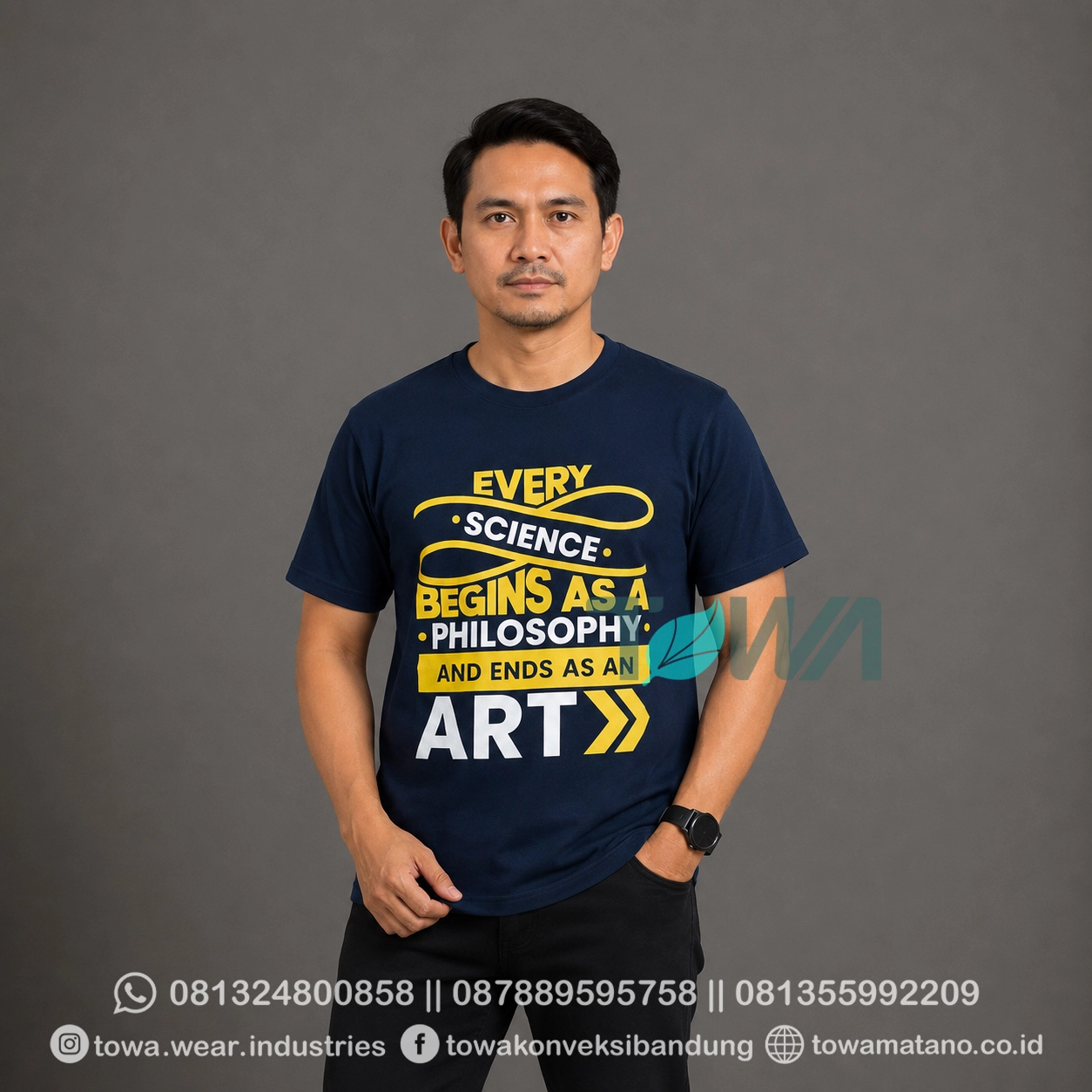 T-shirt Kaos Oblong Lengan Pendek Baju Event Bahan Cotton Combed 24s Warna Navy Sablon Plastisol