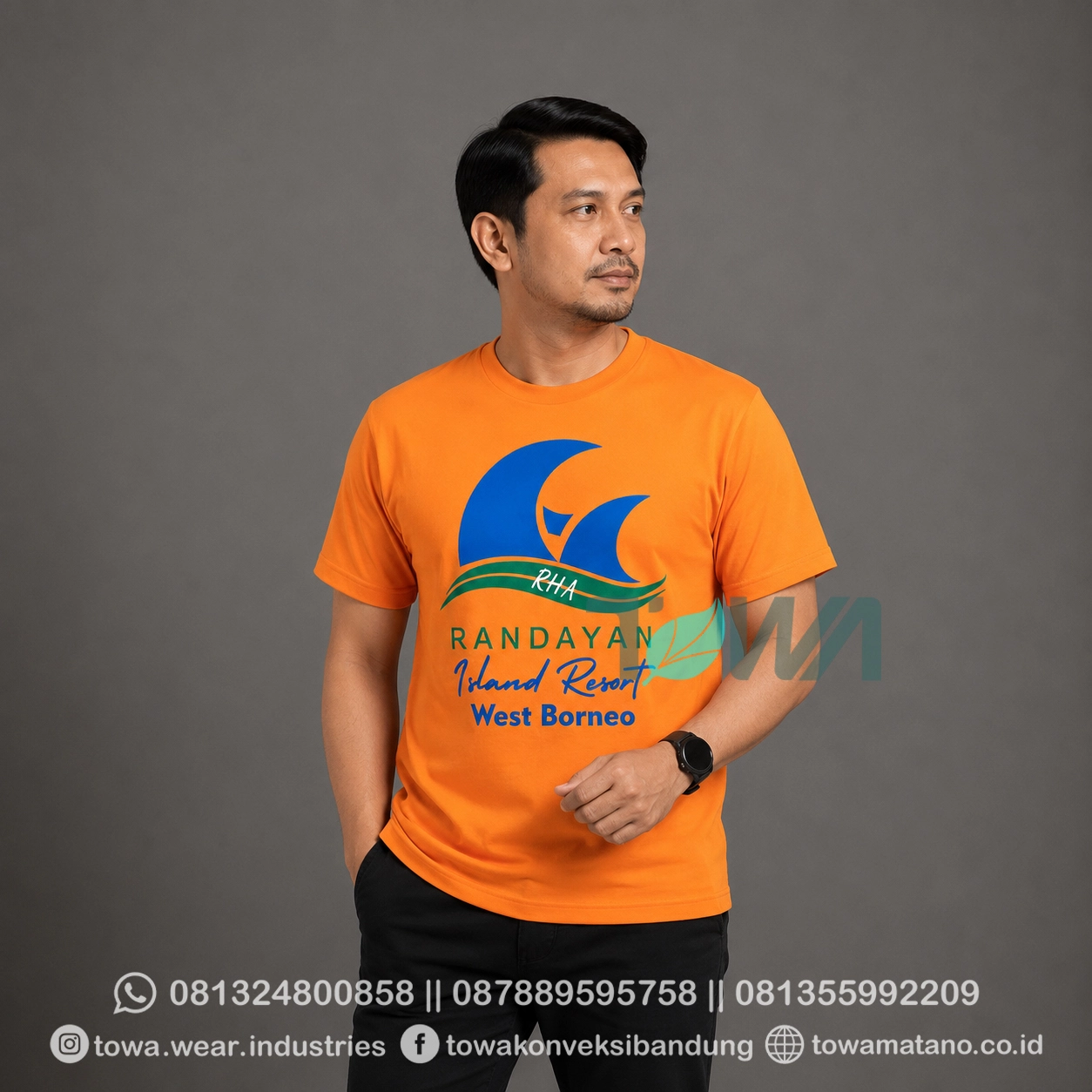 T-shirt Kaos Oblong Lengan Pendek Baju Event Bahan Cotton Combed 24s Warna Orange Sablon Plastisol