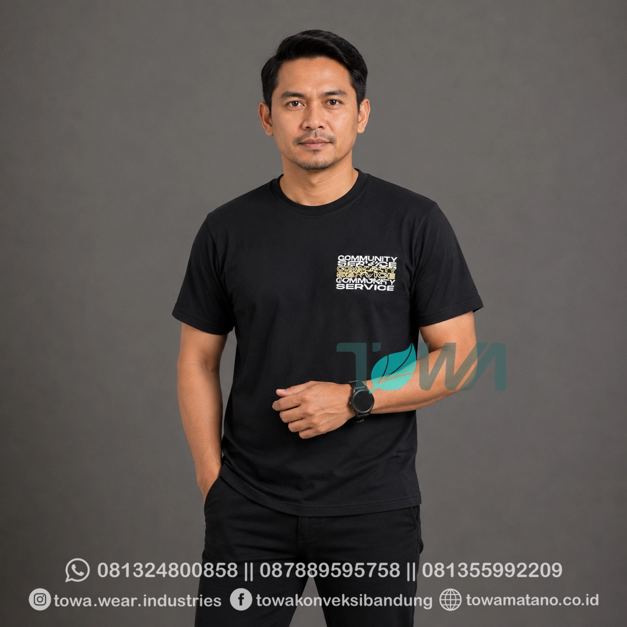 T-shirt Kaos Oblong Lengan Pendek Baju Event Mahasiswa Bahan Cotton Combed 24s Warna Hitam Sablon Plastisol