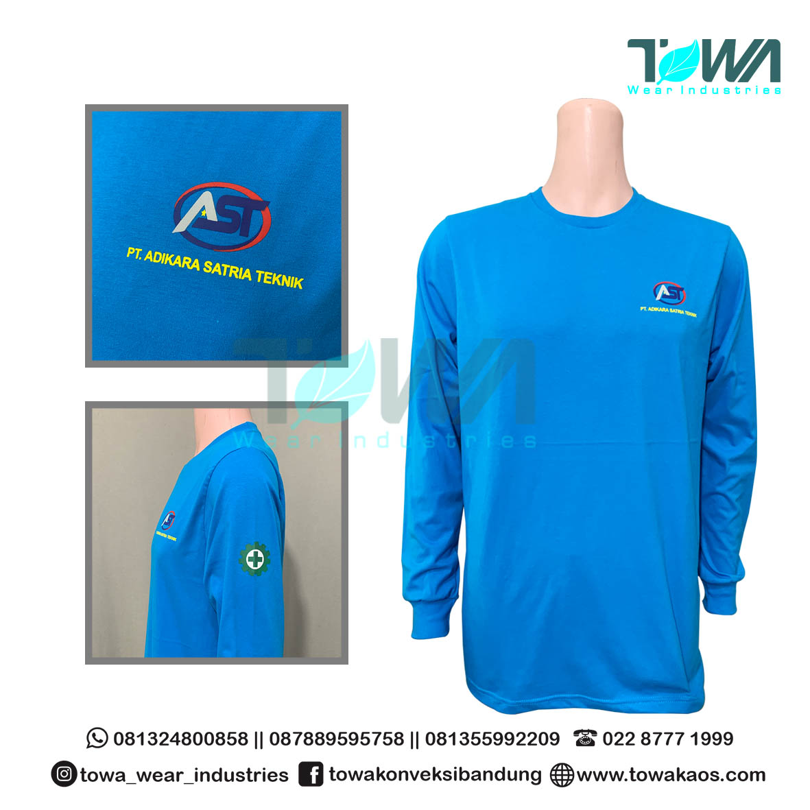 Baju Kaos Baju Oblong Seragam PT. AST Turkis Tua Panjang