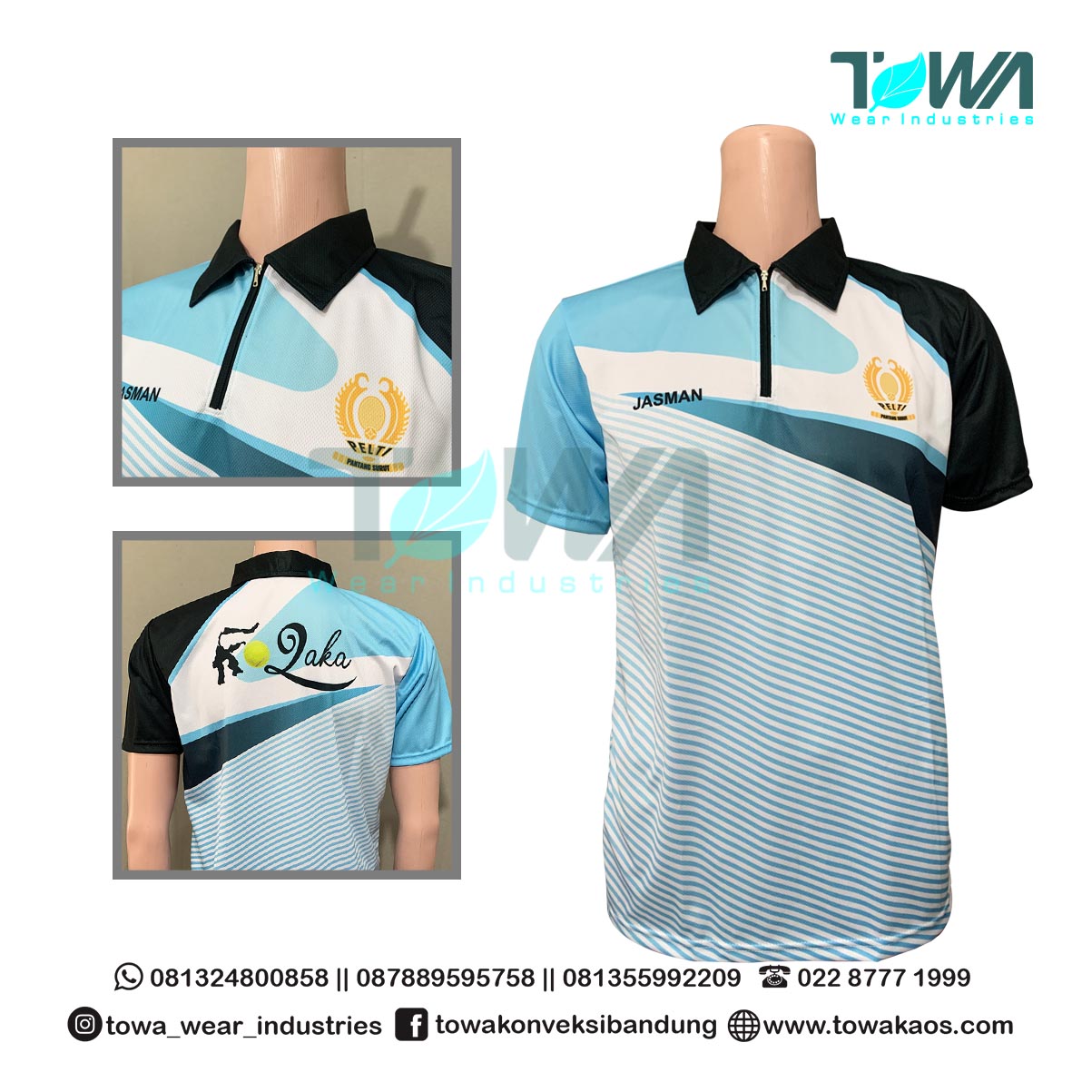 Baju Jersey Kerah Baju Olahraga Badminton Pelti Kolaka Full Printing Bahan Dryfit