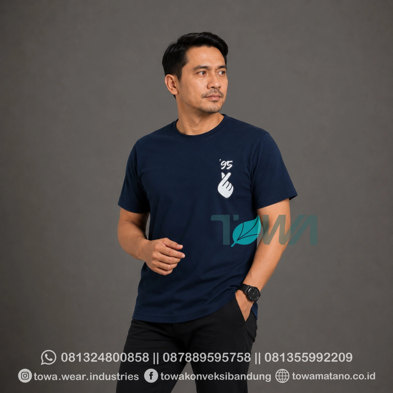 T-shirt Kaos Oblong Lengan Pendek Baju Event Gathering Reuni Sekolah Bahan Cotton Combed 24s Warna Navy Sablon Plastisol