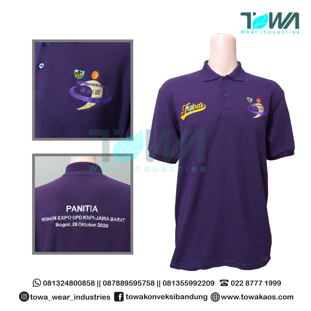 Baju Poloshirt Woman Expo KNPI Jabar KNPI Bogor Poloshirt Ungu Tua