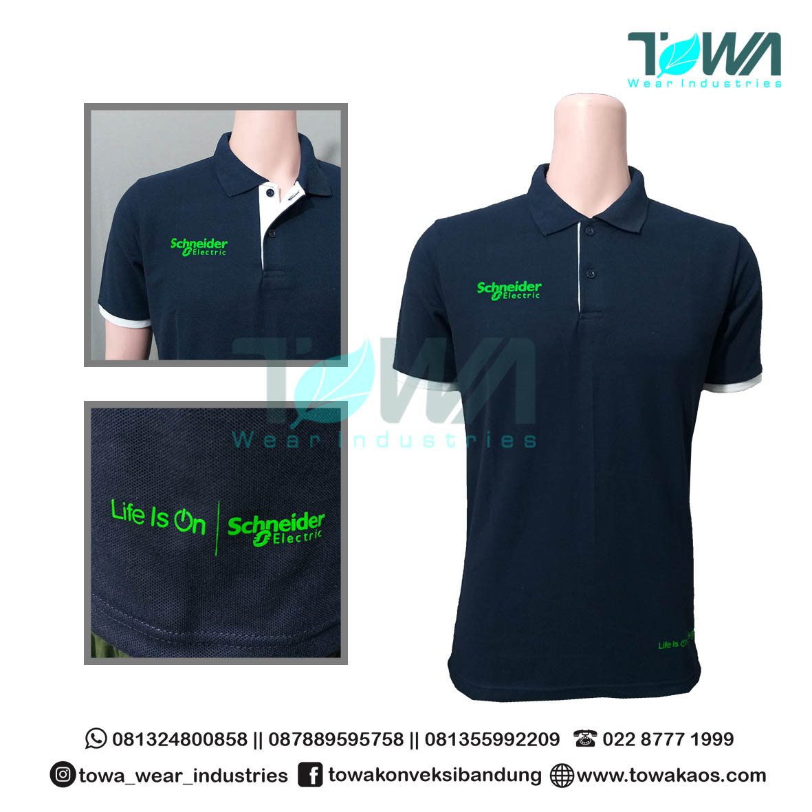 Konveksi Poloshirt Murah - Baju Poloshirt Slimfit Navy Schneider Konveksi Pabrik Garment Seragam