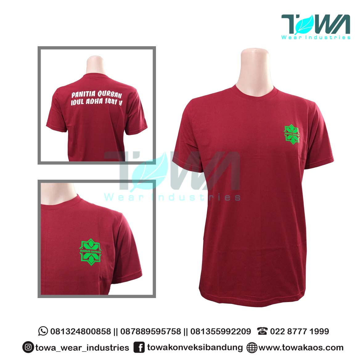 Baju Kaos Oblong Panitia Qurban 1441 H Warna Maroon