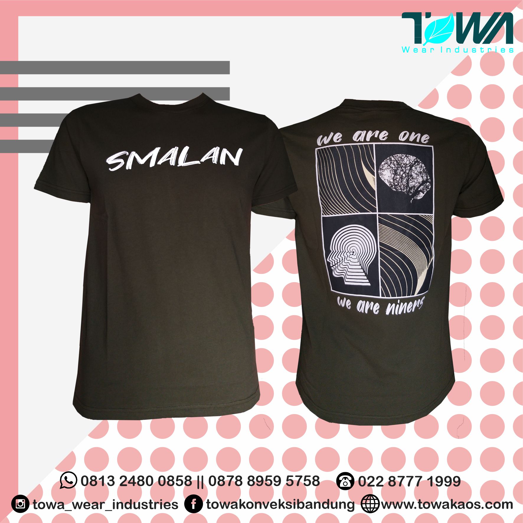 Baju Kaos Oblong Baju Angkatan SMALAN Lampung Hijau Army
