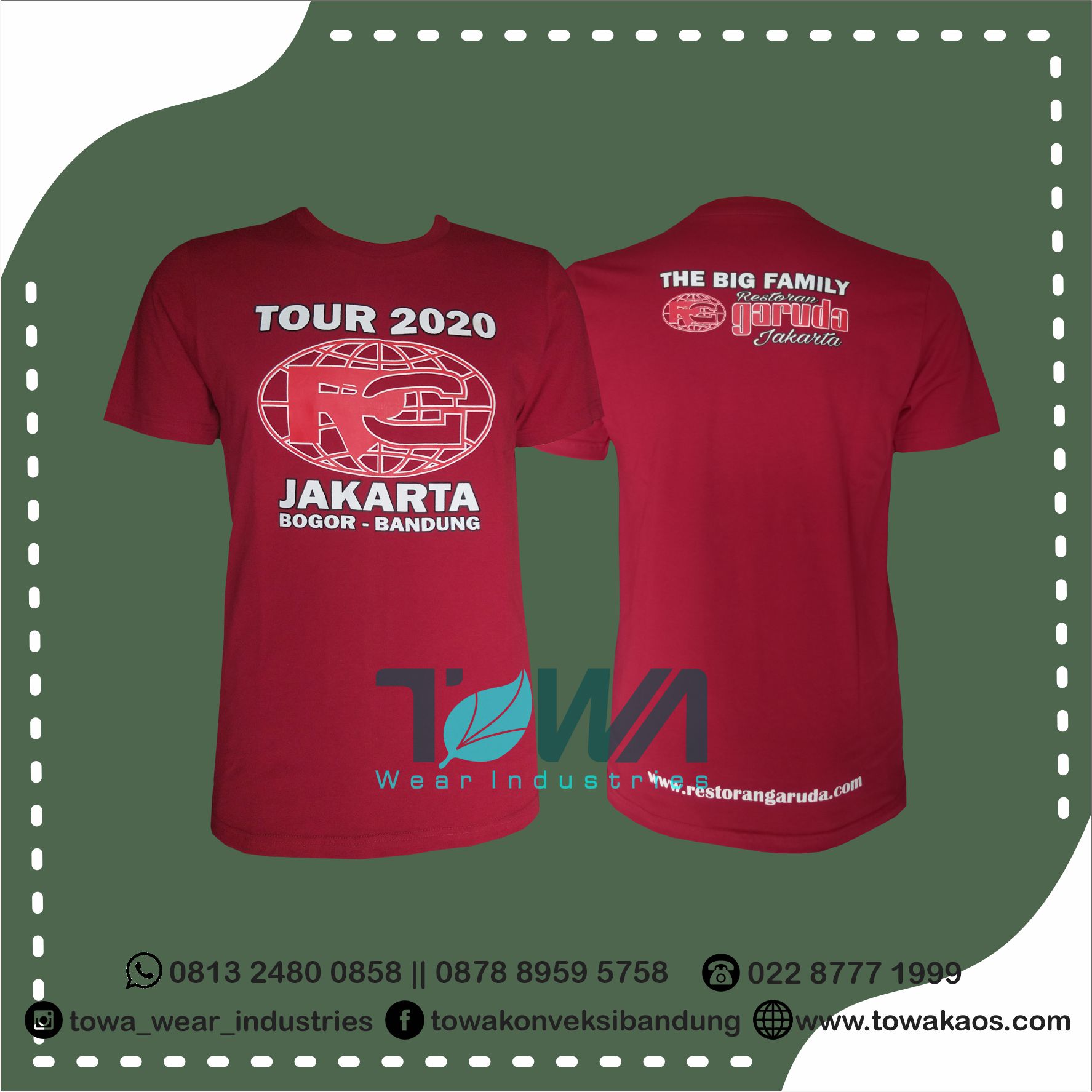 Baju Kaos Restoran Garuda Warna Maroon