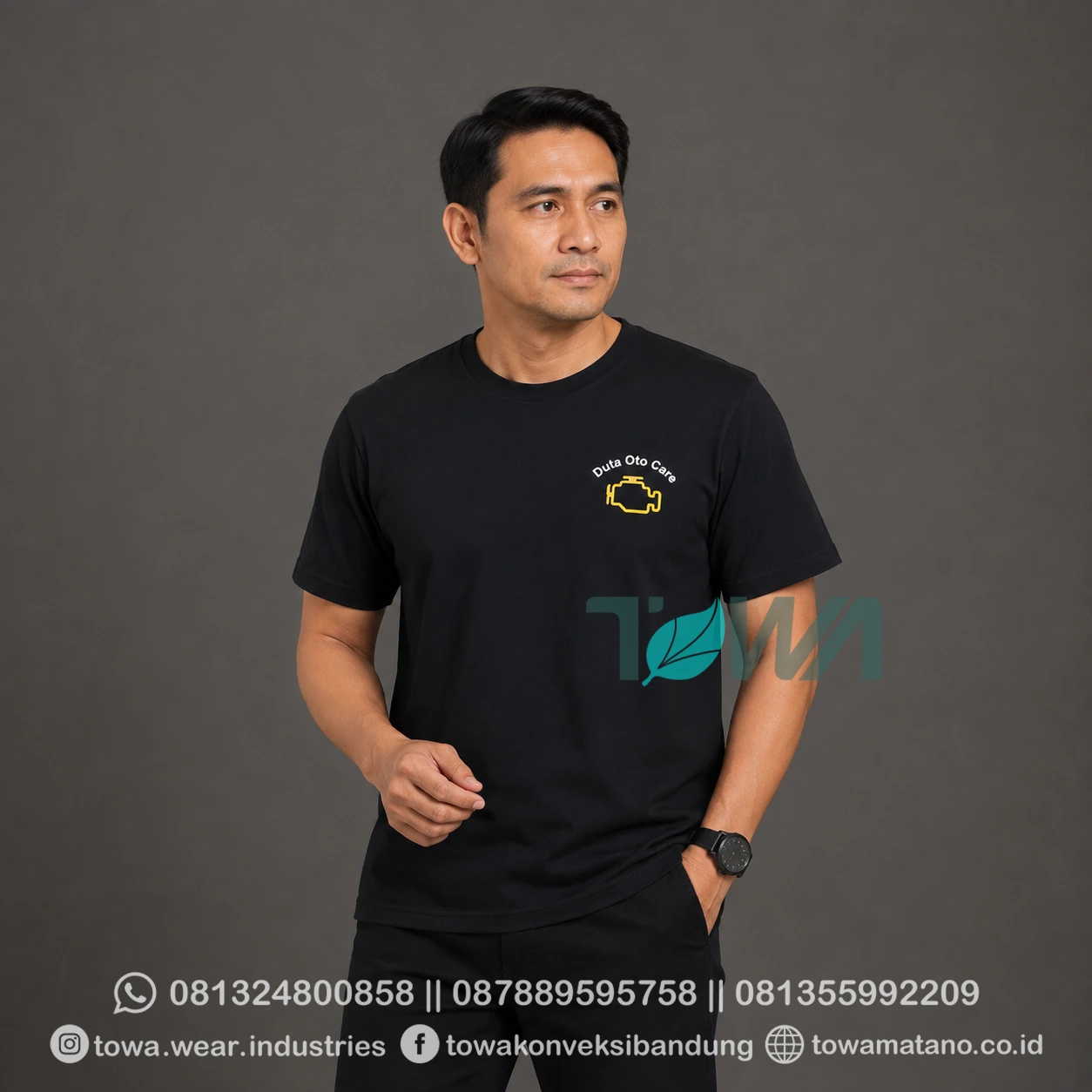 T-shirt Kaos Oblong Lengan Pendek Baju Event Bahan Cotton Combed 24s Warna Hitam Logo Sablon Plastisol