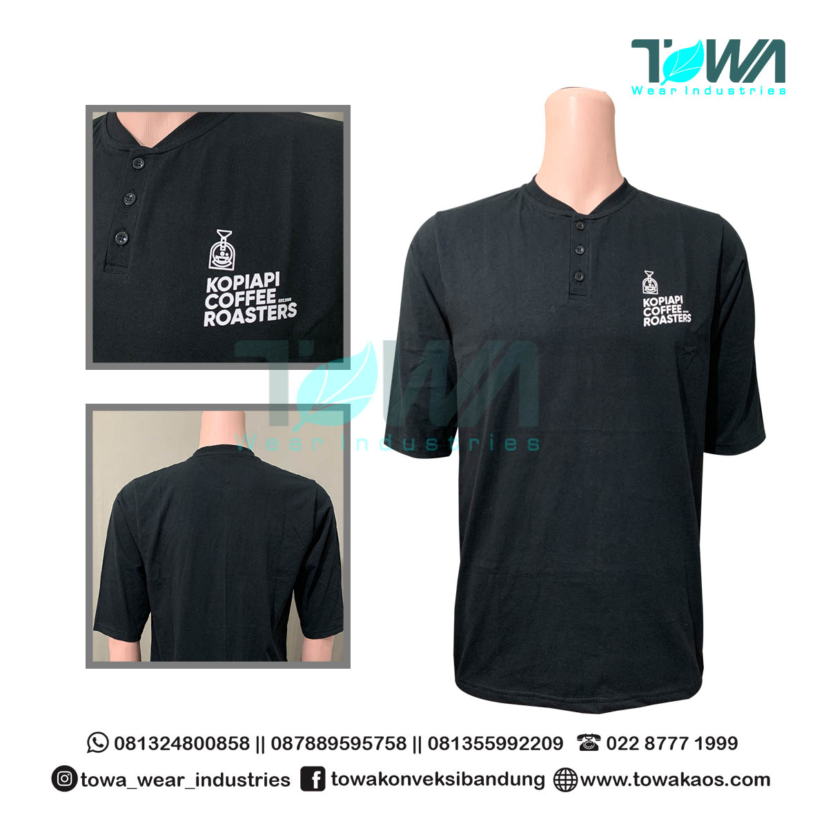 Baju Kaos Merchandise Hanley Combed 20s Hitam Kopiapi Roaster