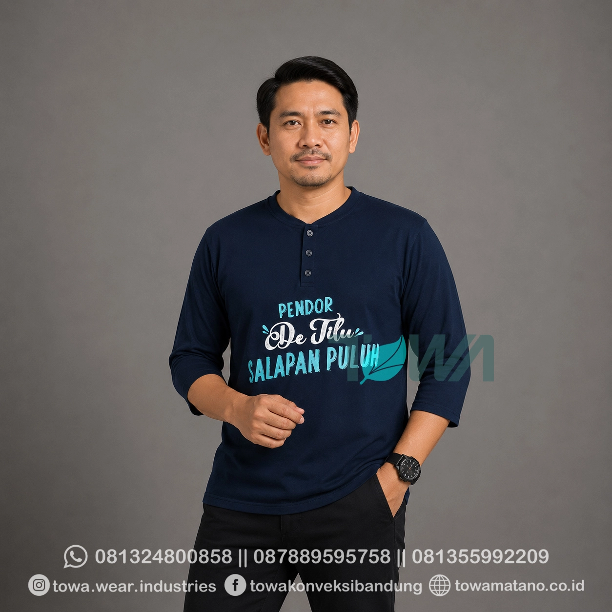 T-shirt Kaos Oblong Henley Lengan Panjang Pendek Bahan Cotton Bamboo Baju Event Reuni Sablon Discharge