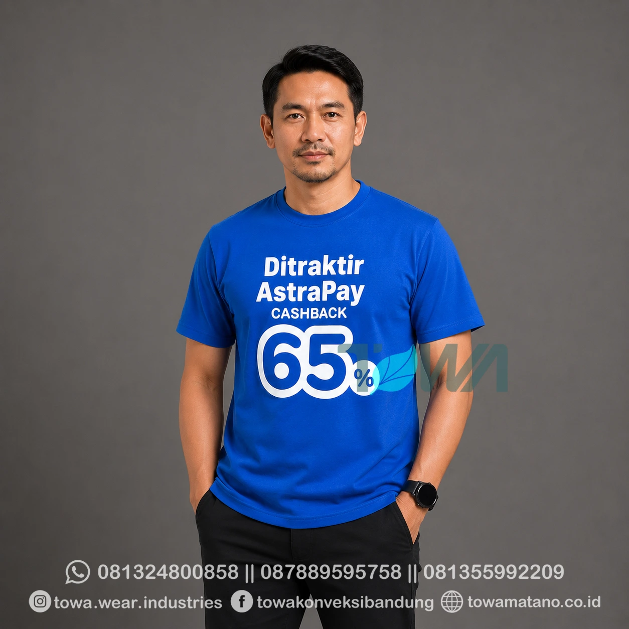 T-shirt Kaos Oblong Lengan Pendek Baju Event Bahan Cotton Combed 24s Warna Biru Benhur Sablon Astrapay