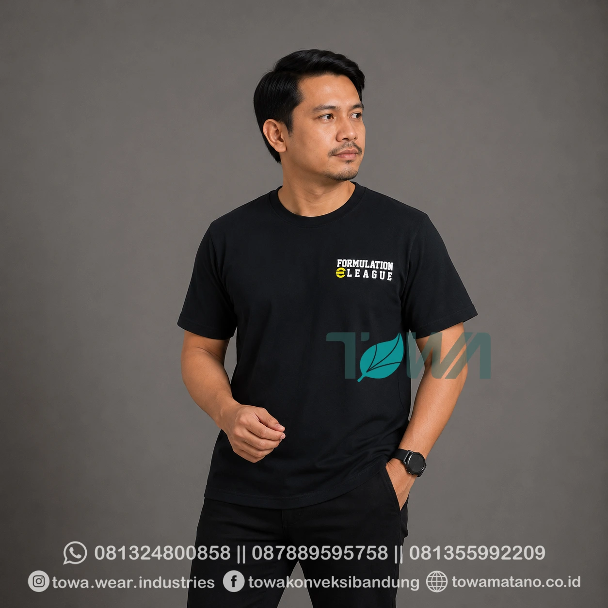T-shirt Kaos Oblong Lengan Pendek Baju Merchandise Formulation League Bahan Cotton Combed 24s Warna Hitam Sablon Plastisol